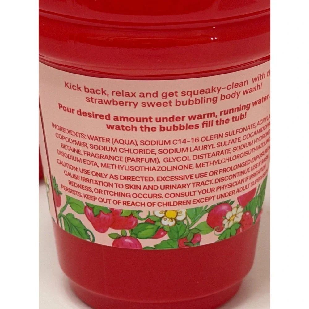 Strawberry Shortcake Bubbling Body Wash Ice Cream Cone Shape 5.24oz 3 Pack Red